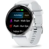 Išmanusis laikrodis Garmin Venu® 3, 45 mm, Sidabro spalvos nerūdijančiojo plieno apvadas su baltojo akmens korpusu ir silikoniniu dirželiu