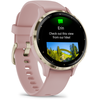 Išmanusis laikrodis Garmin Venu® 3S, Šviesaus aukso spalvos nerūdijančiojo plieno apvadas su pilkai rausvos spalvos korpusu ir silikoniniu dirželiu