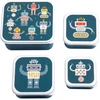 A Little Lovely Vaikiškų priešpiečių dėžučių rinkinys 'Robotai' 4vnt