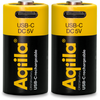 Aqiila - Įkraunama USB-C baterija - CR123A dydis - 750 mAh - 2 vnt. pakuotėje
