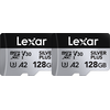Atminties kortelė Lexar Micro SDXC Professional Sidabrinis Plus UHS-I/U3/A2/4K R205/W150 (V30) 128GB – 2 vnt. pakuotėje