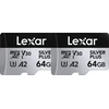 Atminties kortelė Set of 2 Lexar High-Performance Sidabrinis Plus Micro SDXC 2x64GB memory cards + adapter