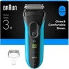 Barzdaskutė „Braun“ 3+ serijos elektrinis skustuvas, precizinis kirptuvas, drėgnam ir sausam skutimui, 3040S - Mėlyna