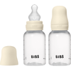 Bibs SEILINTUKAI - Kūdikių buteliukai apvalūs silikoniniai, 2 vnt. - Dramblio kaulo spalvos - 150 ml