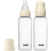 Bibs SEILINTUKAI - 2 apvalūs silikoniniai kūdikių buteliukai, vidutinio srauto - dramblio kaulo spalvos - 270 ml