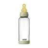 BIBS naujasis stiklinis buteliukas nuo dieglių 240 ml medium flow pilnas komplektas Sage