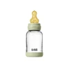 BIBS stiklinis buteliukas nuo dieglių 120 ml (Sage) pilnas komplektas