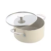 KitchenAid - Spalvotas aliuminio puodas su dangčiu - migdolų kremo spalvos - 20 cm