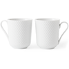 Lyngby Porcelæn - Rombo baltas puodelis su rankena - 33 cl - 2 rinkinys