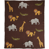 Patalynės komplektas Rice - Knitted Baby Blanket with Animals and 3D Details - Chocolate Brown