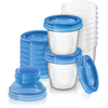 „Philips Avent“ daugkartinio naudojimo motinos pieno laikymo puodeliai, 180 ml, skaidrūs, mėlyni, 10 vnt.
