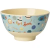Rice - Melamine Bowl with Dogs in Space Print - Mėlyna - Small - 300 ml