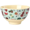 Rice - Melamine Bowl with Mėlyna ABC Print - Mėlyna - Small - 300 ml