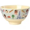 Rice - Melamine Bowl with Mėlyna Kids in Paris Print - Soft Mėlyna - 300 ml