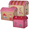 Rice - Raffia Toy Baskets with Fun Fair Theme - Rožinė - Set of 3