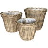 Scandinavian Collection - Rotango augalų krepšeliai - natūralūs - 3 vnt. rinkinys