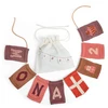 Smallstuff - Birthday 1-9, cake, flag, present and leather string in fabric bag - Rose - 11x7 cm
