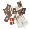 Smallstuff - Birthday 1-9, cake, flag, present and leather string in fabric bag - Natural - 11x7 cm
