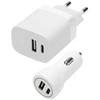 Speedlink 96 dec – sieninio ir automobilinio įkroviklio rinkinys USB-A ir USB-C 15W, baltas