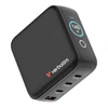 Verbatim Mini GaN Charger 140W with Ekranas, 3× USB-C PD, 1× USB-A QC 3.0, Juodas