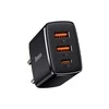 Baseus Sieninis įkroviklis 30W 2xUSB + USB-C QC3.0 PD3.0, juodas