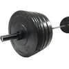 Bumper svarmenų ir štangos komplektas STRONGMAN (Svoris: 150 kg)