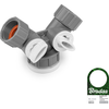 BRADAS 2-krypčių skirstytuvas, vidinis sriegis 1″- 3/4″ su vožtuvais /Baltas LINE