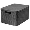 Plastikinė dėžė su dangčiu Style Box Rattan M Curver 18L/39x29x18.7cm tamsiai ruda