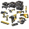Komplektas Combo 8 akumuliatoriniai įrankiai 18 V ličio jonų XR 4x5.0Ah, DCD996, DCF887, DCS565, DCS367, DCS356, DCH273, DCG405, DCL050, TStak DeWalt [DCK853P4T-QW] 3 dėžės ir vežimėlis