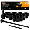 JCB SMŪGINIŲ RAKTŲ RINKINYS 15 vnt. 1″ 12-kampiai (36-80 mm)