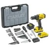 STANLEY suktuvas gręžtuvas SFMCD700D2A, 18V, 2x2Ah + 100 priedų