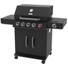 Dujinė kepsninė, 6 degikliai + infraraudonųjų spindulių šoninis degiklis, 19.5 kW, juodo plieno, lauko/sodo, nešiojama, šeimyninė, BBQ grilis