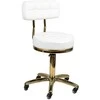 Activeshop Kosmetologinė meistro kėdutė STOOL BEAUTY BACKREST AM-961 GOLD Baltas