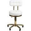 Activeshop Kosmetologinė meistro kėdutė STOOL BEAUTY BACKREST AM-961 GOLD Baltas