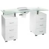 Beauty System Manikiūro stalas su dulkių surinkėju MANICURE DESK ELEGANCE GLASS Baltas