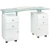 Beauty System Kosmetologinis stalas MANICURE DESK PRO GLASS Baltas