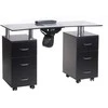 Beauty System Manikiūro stalas su dulkių surinkėju MANICURE DESK ELEGANCE GLASS Juodas