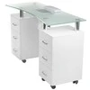 Beauty System Manikiūro stalas su dulkių surinkėju MANICURE DESK ELEGANCE GLASS Baltas