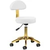 Activeshop Kosmetologinė meistro kėdutė BEAUTY BACKREST ROUND GOLD Baltas