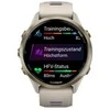 Išmanusis laikrodis Garmin Forerunner 970, Šviesios aukso spalvos titanas su žalsvai pilkos spalvos korpusu ir žalsvai pilku / permatomu indigo spalvos dirželiu