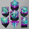 Captured Magic Sharp Edge RPG Resin Dice Set - Violetinė with Žalias