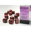 Chessex Gemini 16mm d6 with pips Dice Blocks (12 Dice) - Violetinė-Raudona/auksinis