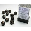 Chessex Opaque 12mm d6 with pips Dice Blocks (36 Dice) - Juodas/Gold