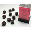 Chessex Opaque 12mm d6 with pips Dice Blocks (36 Dice) - Juodas/Raudona
