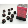 Chessex Opaque 12mm d6 with pips Dice Blocks (36 Dice) - Juodas/Raudona