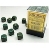 Chessex Opaque 12mm d6 with pips Dice Blocks (36 Dice) - Dusty Žalias/Gold