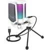 FIFINE A6V kardioidinis laidinis mikrofonas (baltas) su RGB | USB