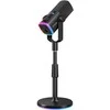 FIFINE AmpliGame AM8 PROS laidinis mikrofonas su stovu ir RGB apšvietimu USB/XLR