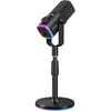 FIFINE AmpliGame AM8 PROS laidinis mikrofonas su stovu ir RGB apšvietimu USB/XLR