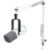 FIFINE AmpliGame AM8T Baltas laidinis mikrofonas su stovu ir RGB apšvietimu | USB/XLR